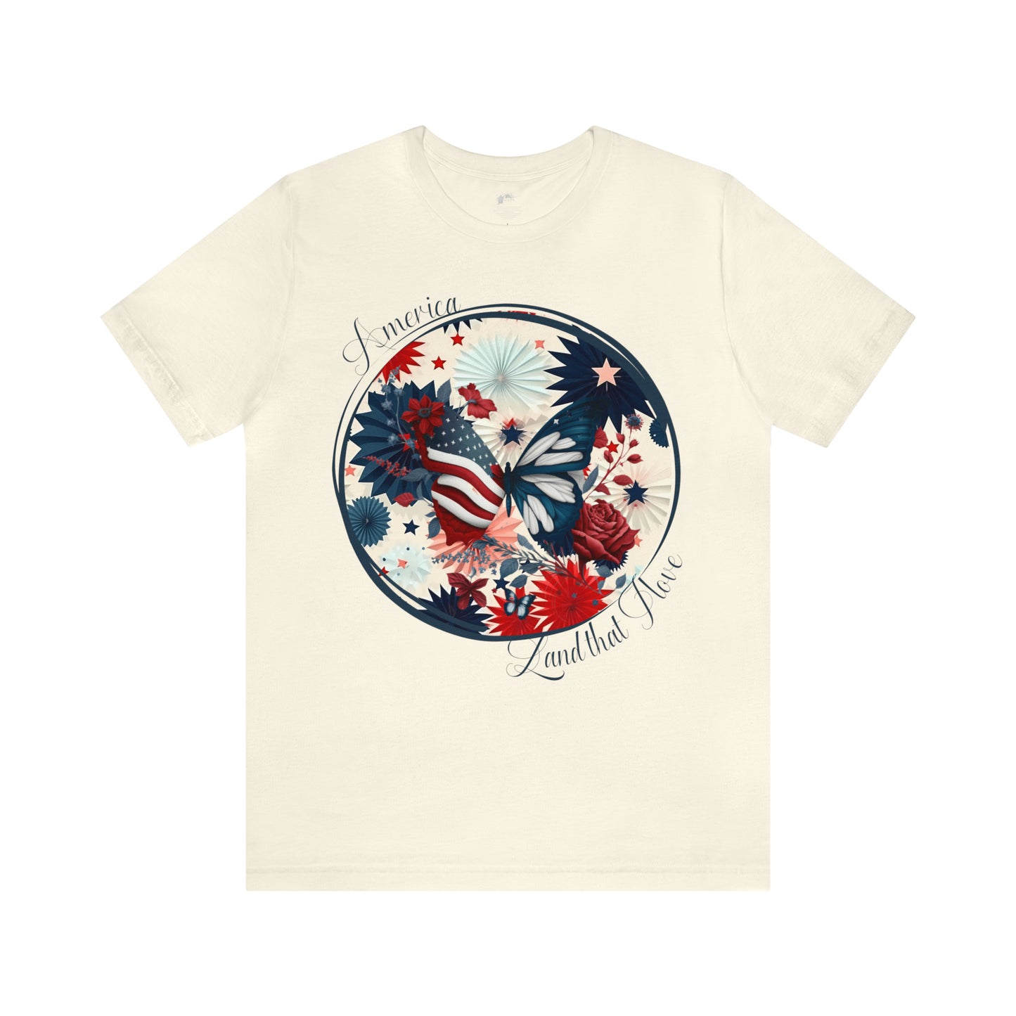 Women’s Patriotic Shirt I Love America Shirt Floral Butterfly Fourth of July Shirt Inspiring Tshirt for Independence Day Top Freedom Shirt