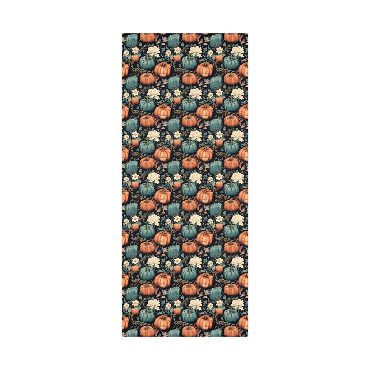 Teal Pumpkin Gift Wrap Blue Floral Wrapping Paper Fall Wrapping Paper Roll 6 Foot Roll Gift Wrapping Paper Autumn Wrapping Paper