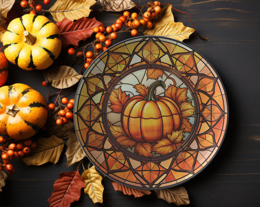 Thermosaf Polymer Rustic Fall Pumpkin Plates