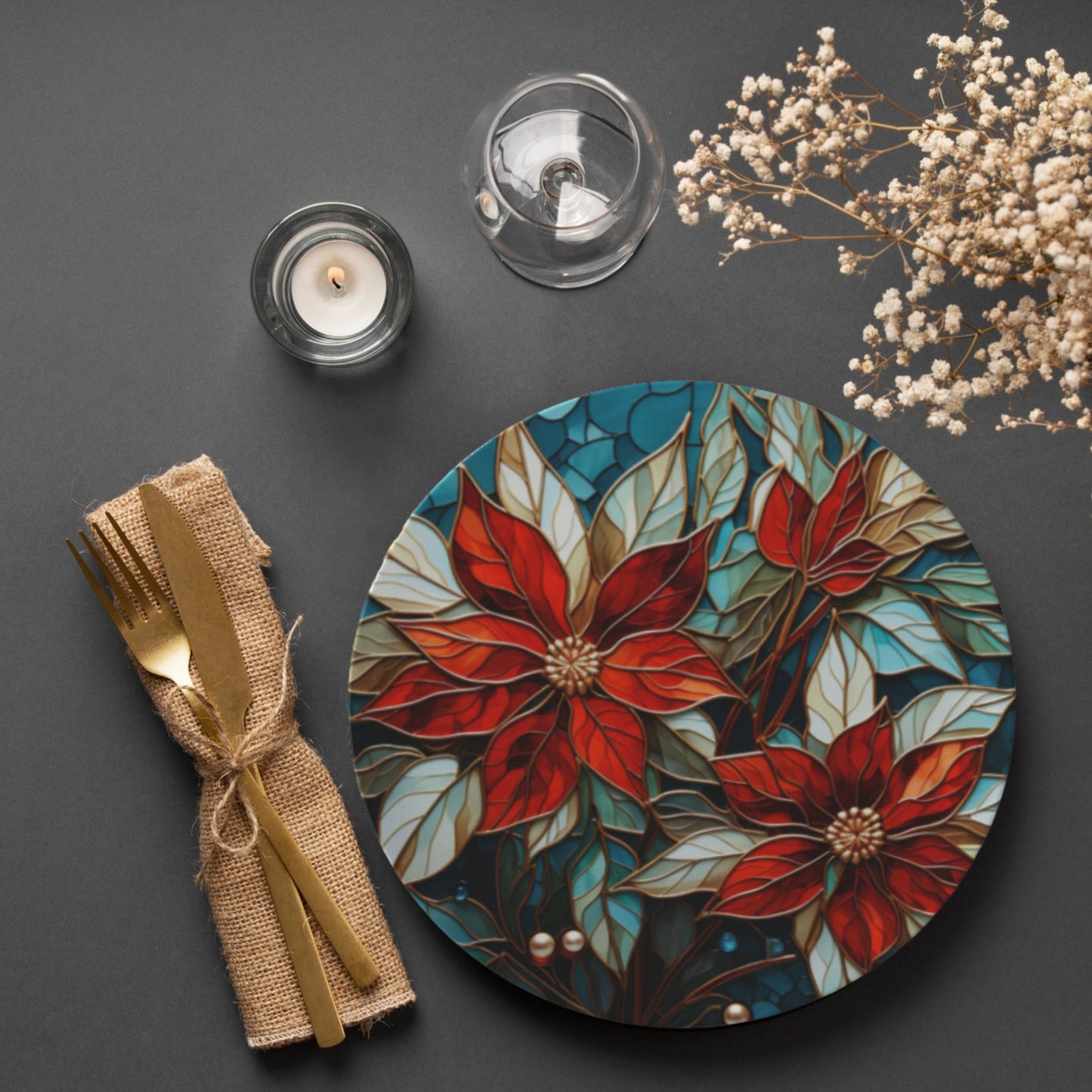 Poinsettia Bone China Plate