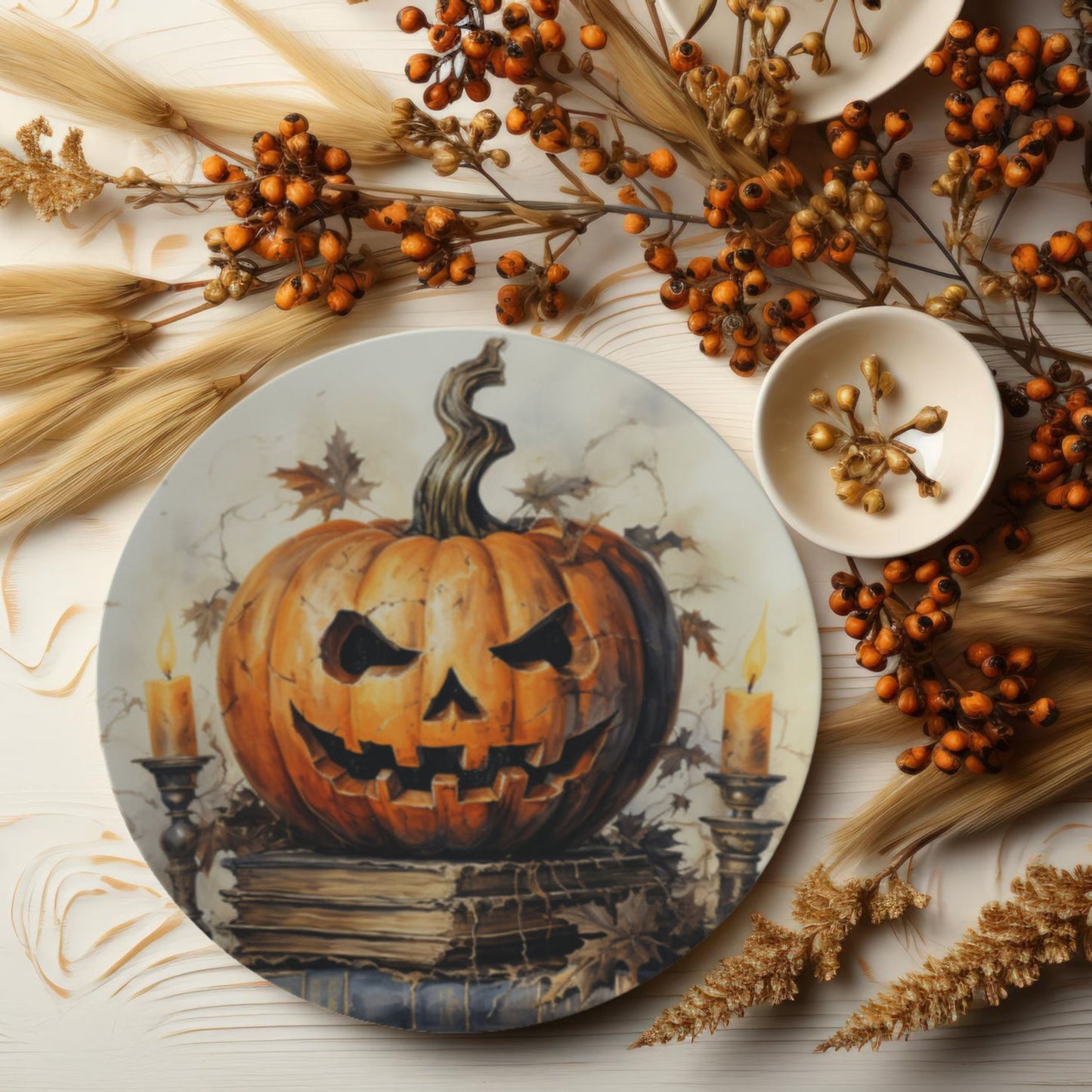 Bone China Halloween Jack-O-Lantern Plates