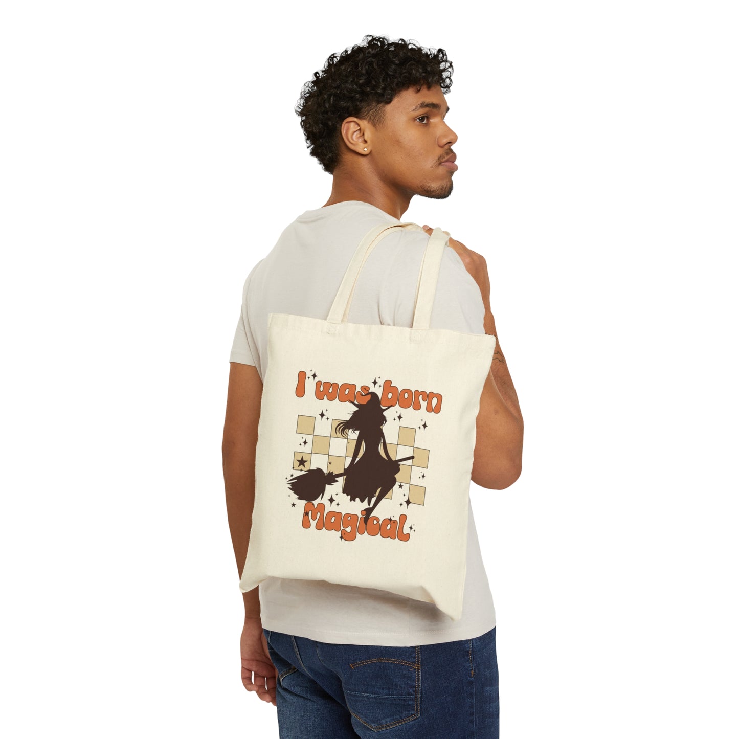 Halloween Witch Tote Bag Funny Yoga Tote Bag, Gym Bag Reusable Grocery Bag Retro Canvas Tote Bag Trick or Treat Halloween Goodie Bag