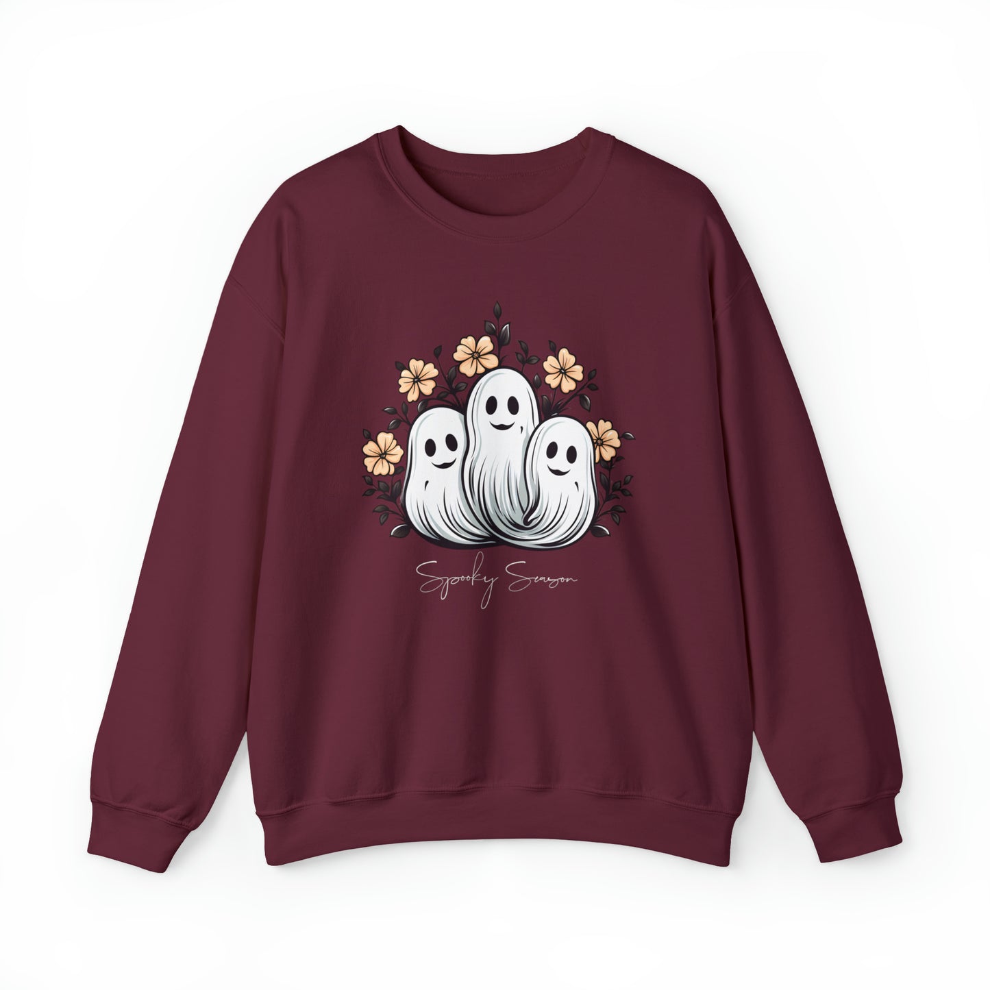Spooky Season Retro Floral Ghost Sweatshirt, Cute Ghost Spooky Season Shirt Retro Halloween Shirt Stay Spooky Sweatshirt Floral Halloween Shirt