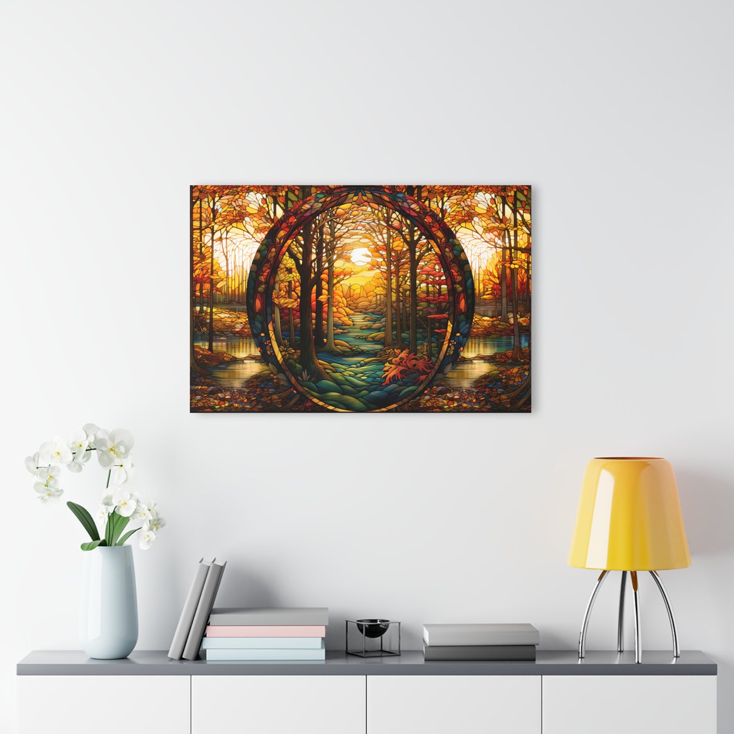 Enchanted Autumn Path Green Forest Abstract Wall Art Modern Rustic Wall Art Farmhouse Fall Home Decor Acrylic Art Print