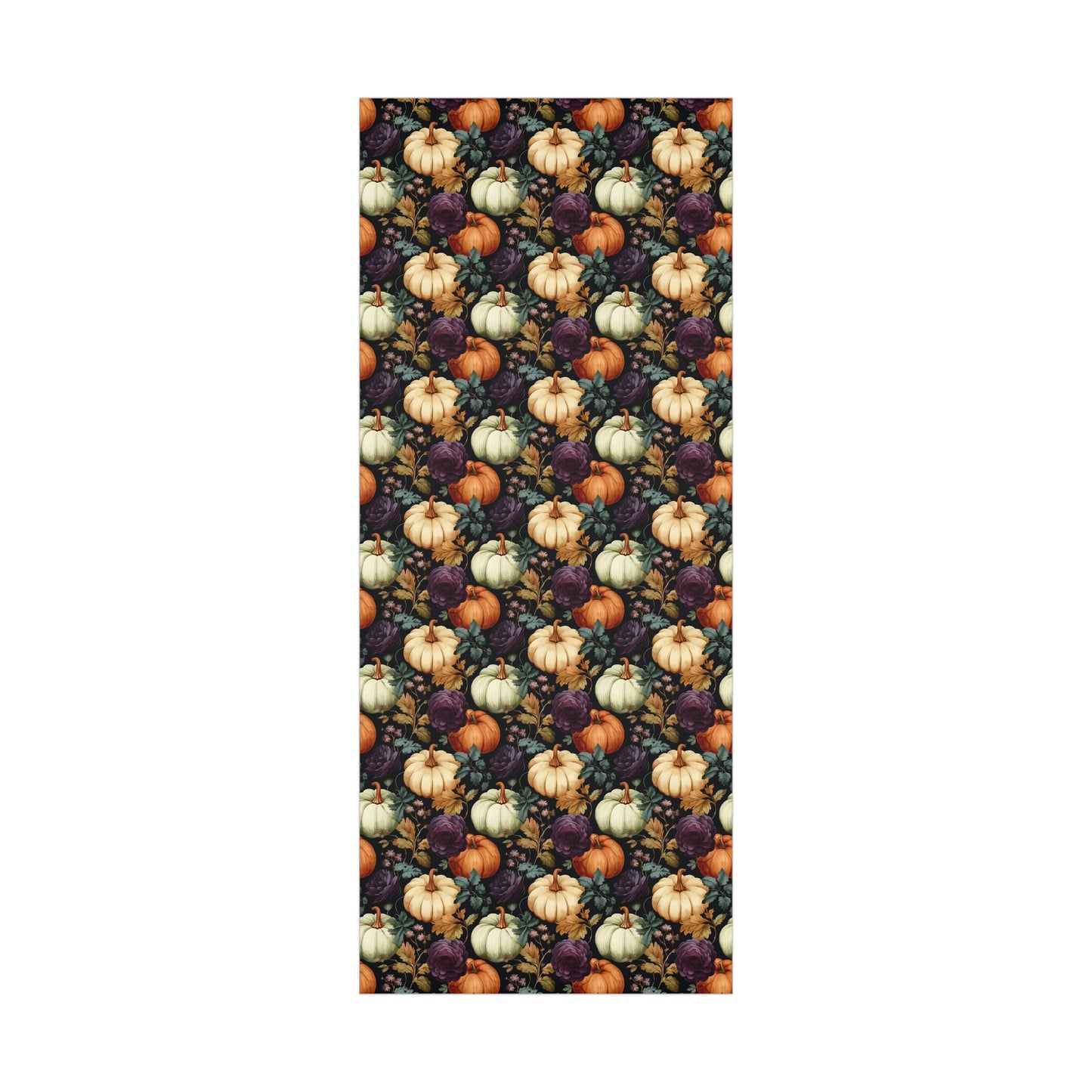 Fall Floral Wrapping Paper Roll Holiday Wrapping Paper Pumpkins and Purple Flowers Wrapping Paper 6 Foot Roll Gift Wrapping Paper Autumn Wrapping Paper