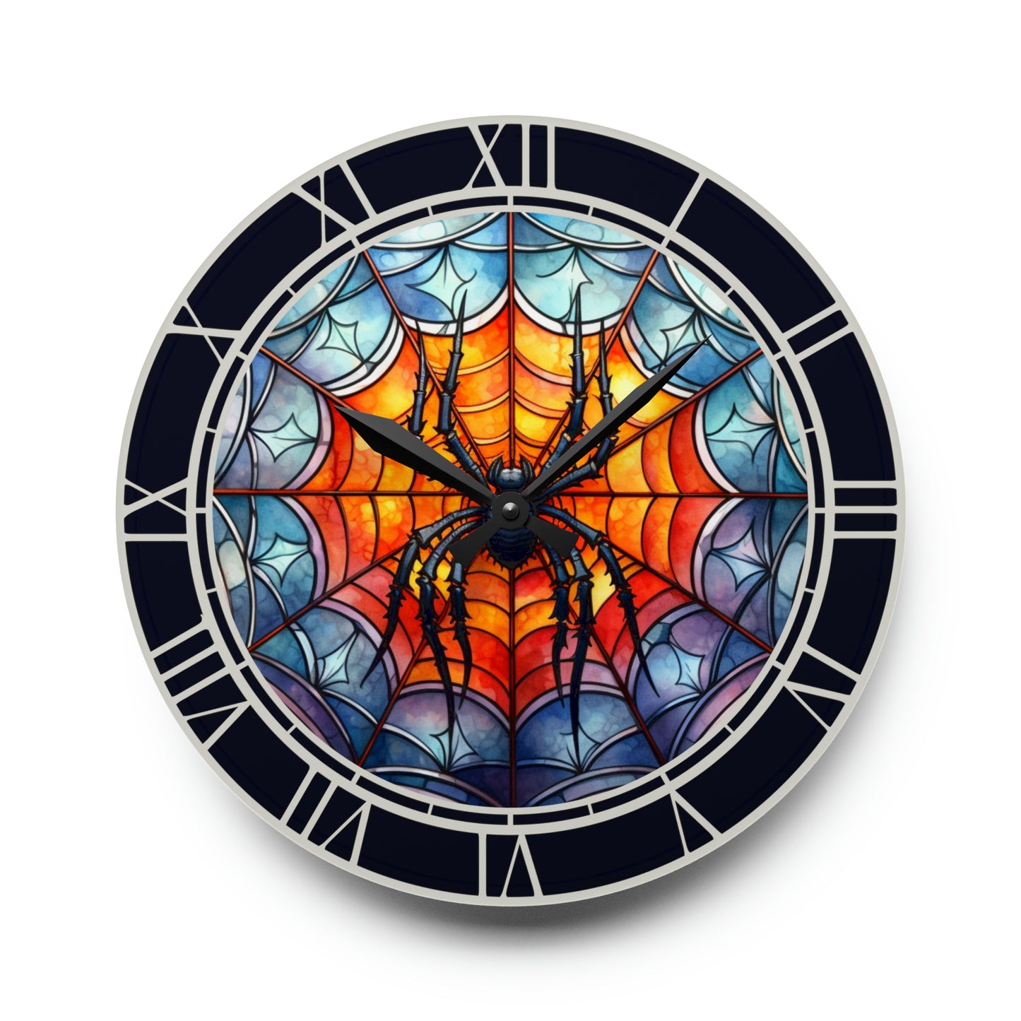 Spider Clock Creepy Halloween Hanging Decor Round Acrylic Wall Clock, Halloween Horror Decor Scary Halloween Home Decor