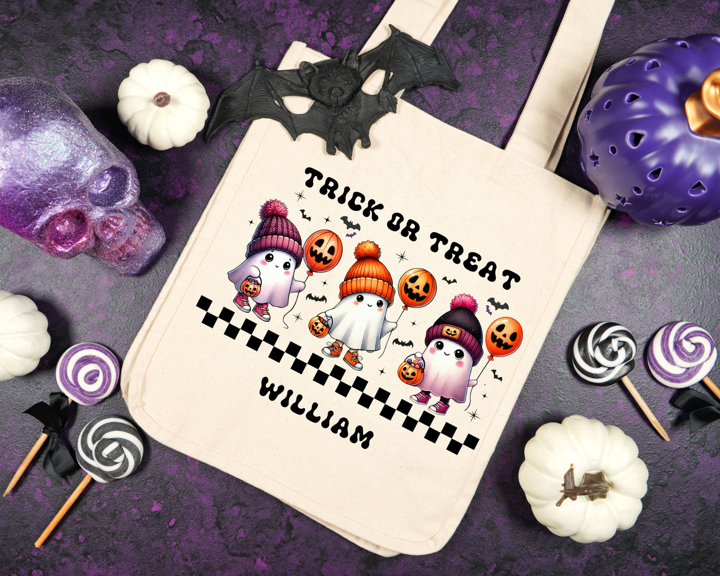 Personalized Halloween Tote Bag Trick or Treat Candy Bag