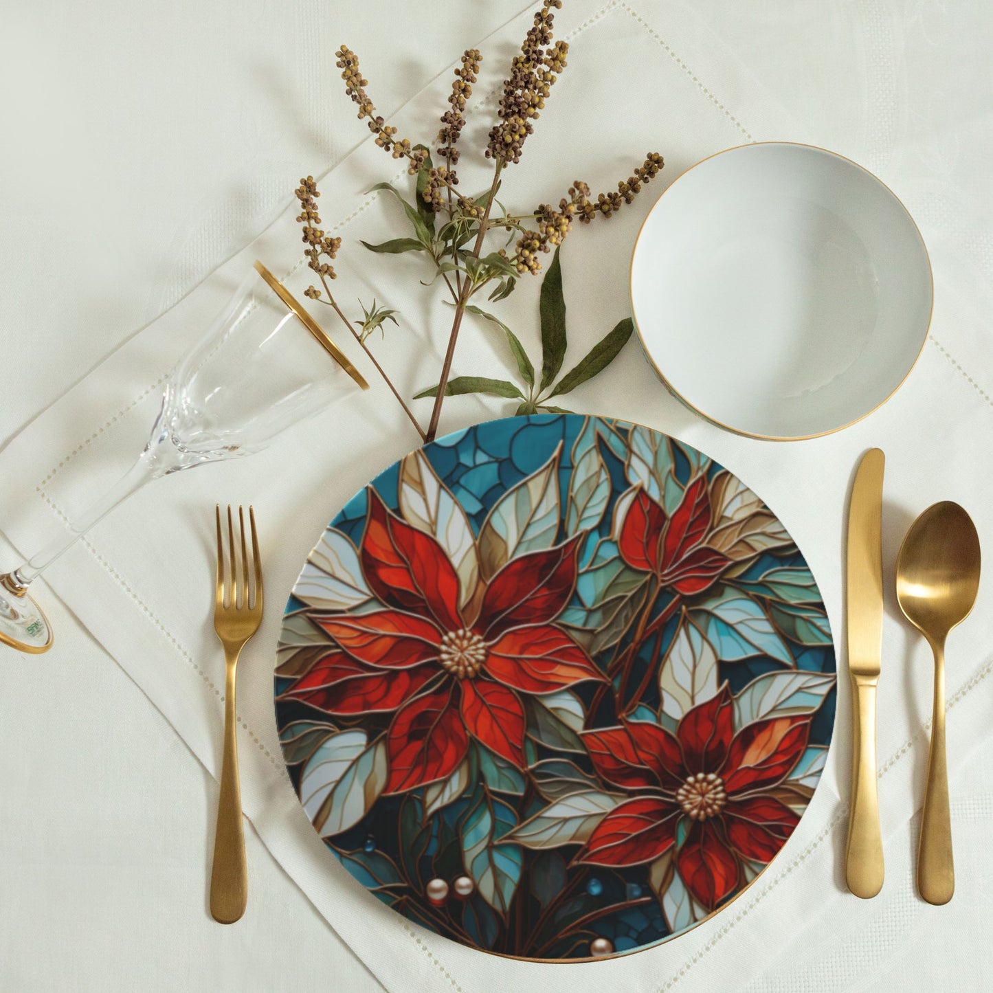 Poinsettia Bone China Plate