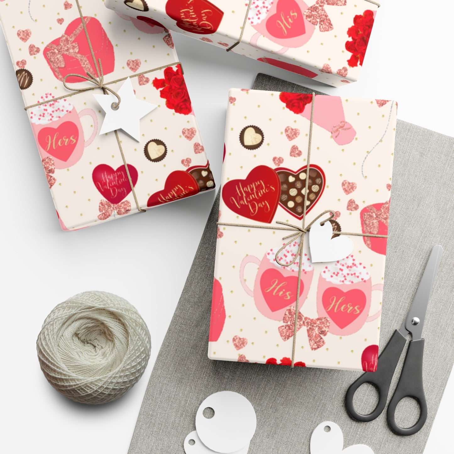 Gold Hearts And Roses Valentines Day Wrapping Paper
