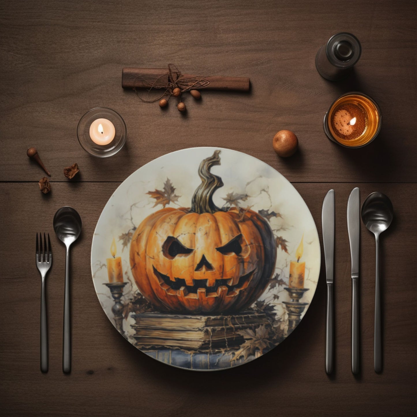 Bone China Halloween Jack-O-Lantern Plates