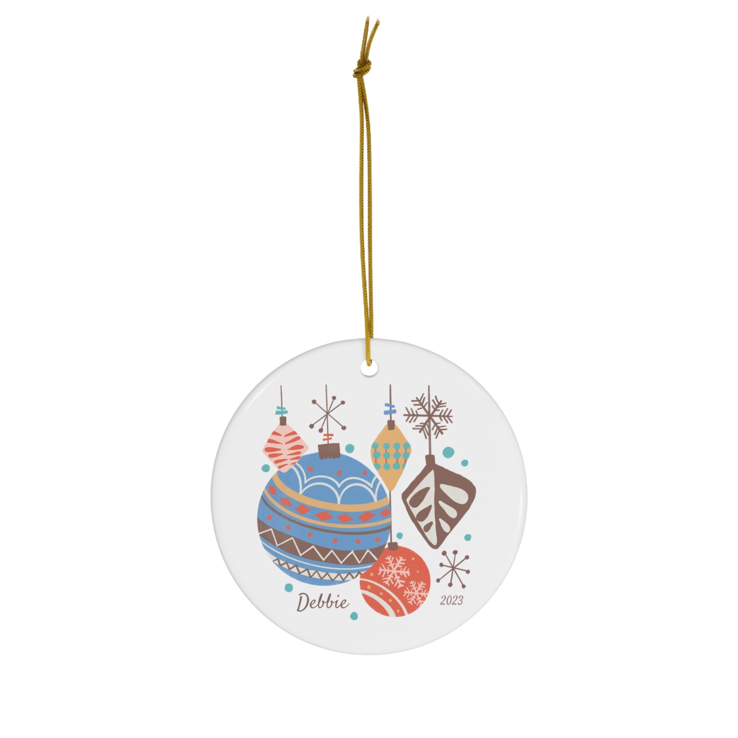 Personalized Retro Mid-Century Modern Christmas Ornament