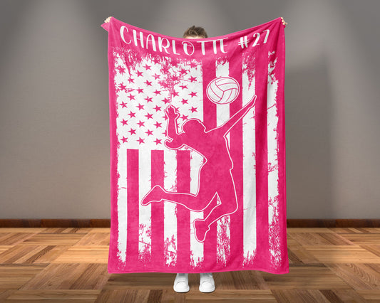 Custom Volleyball Blanket Personalized Volleyball Gift