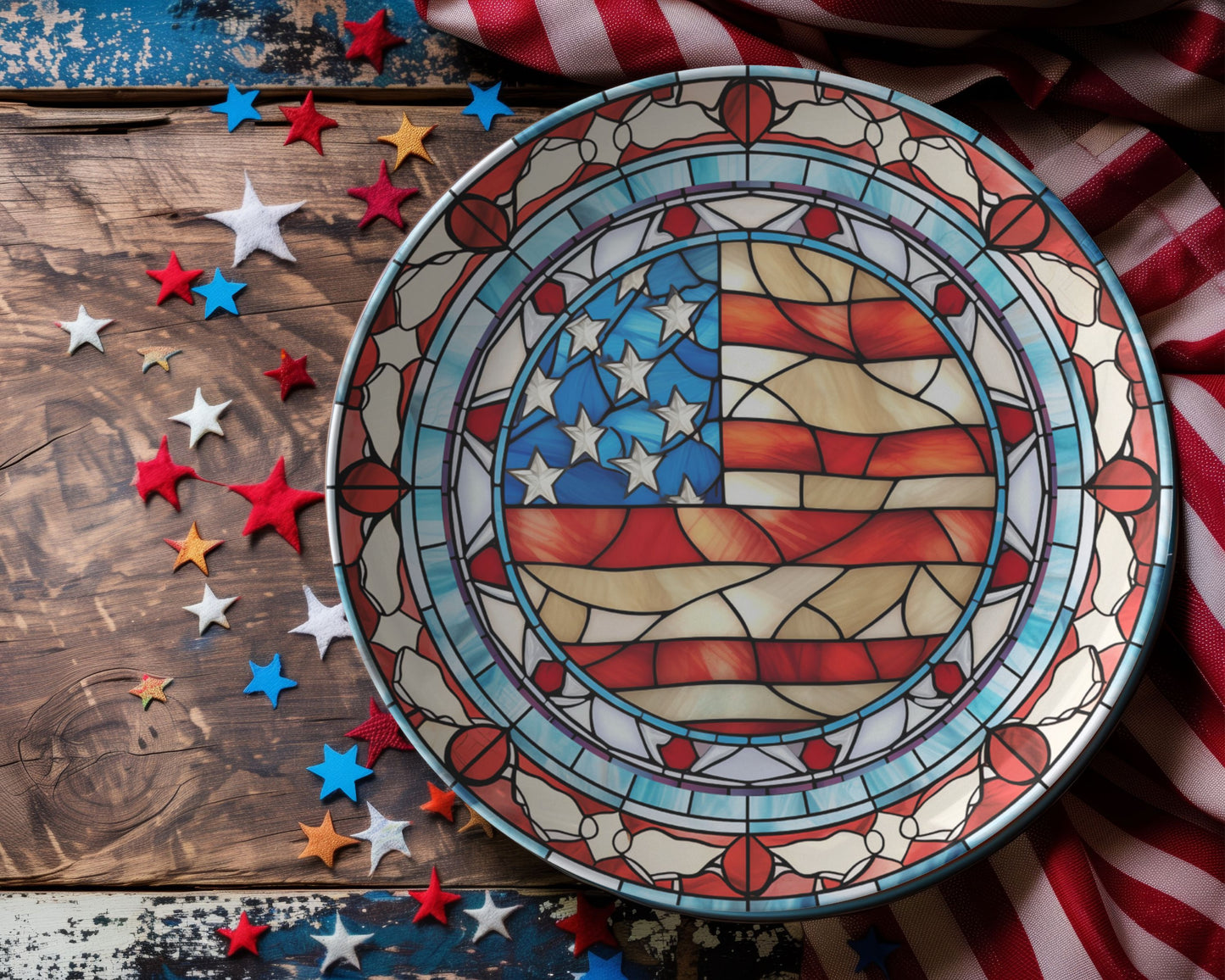 Thermosaf Polymer Plastic American Flag Plates