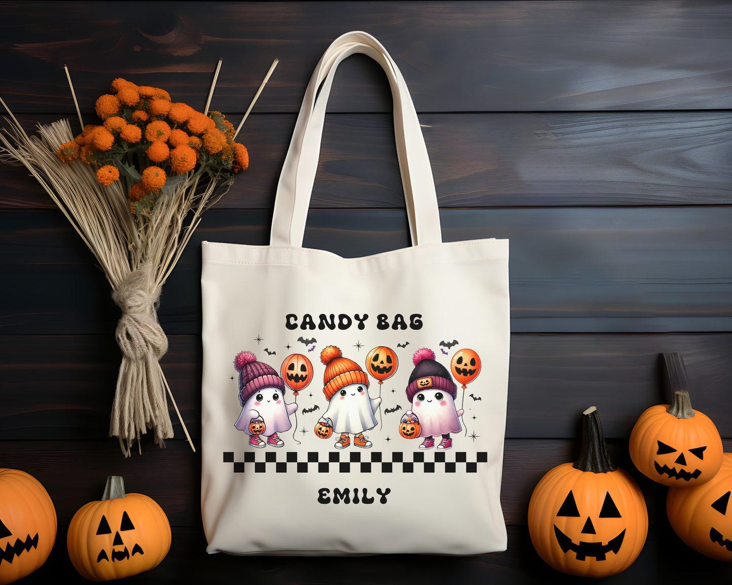 Personalized Halloween Tote Bag Trick or Treat Candy Bag