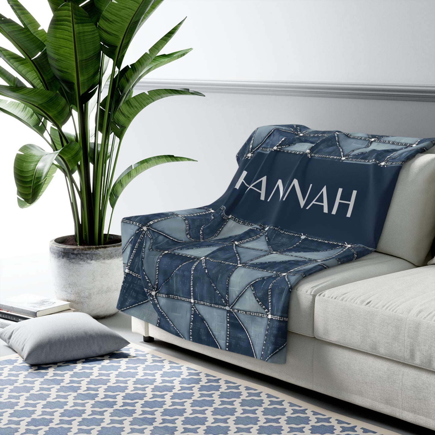 Personalized Plush Blanket Denim Decor