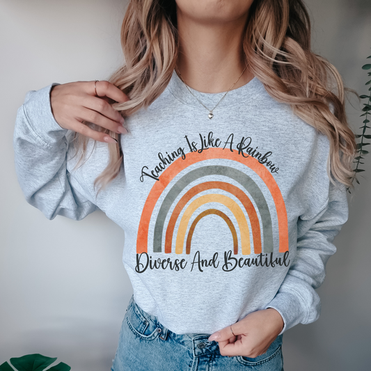 Boho Rainbow Sweatshirt Back to School Teacher Sweatshirt Gift for New Teacher Inspiring Educator Shirt Teacher Appreciation Gift For Her