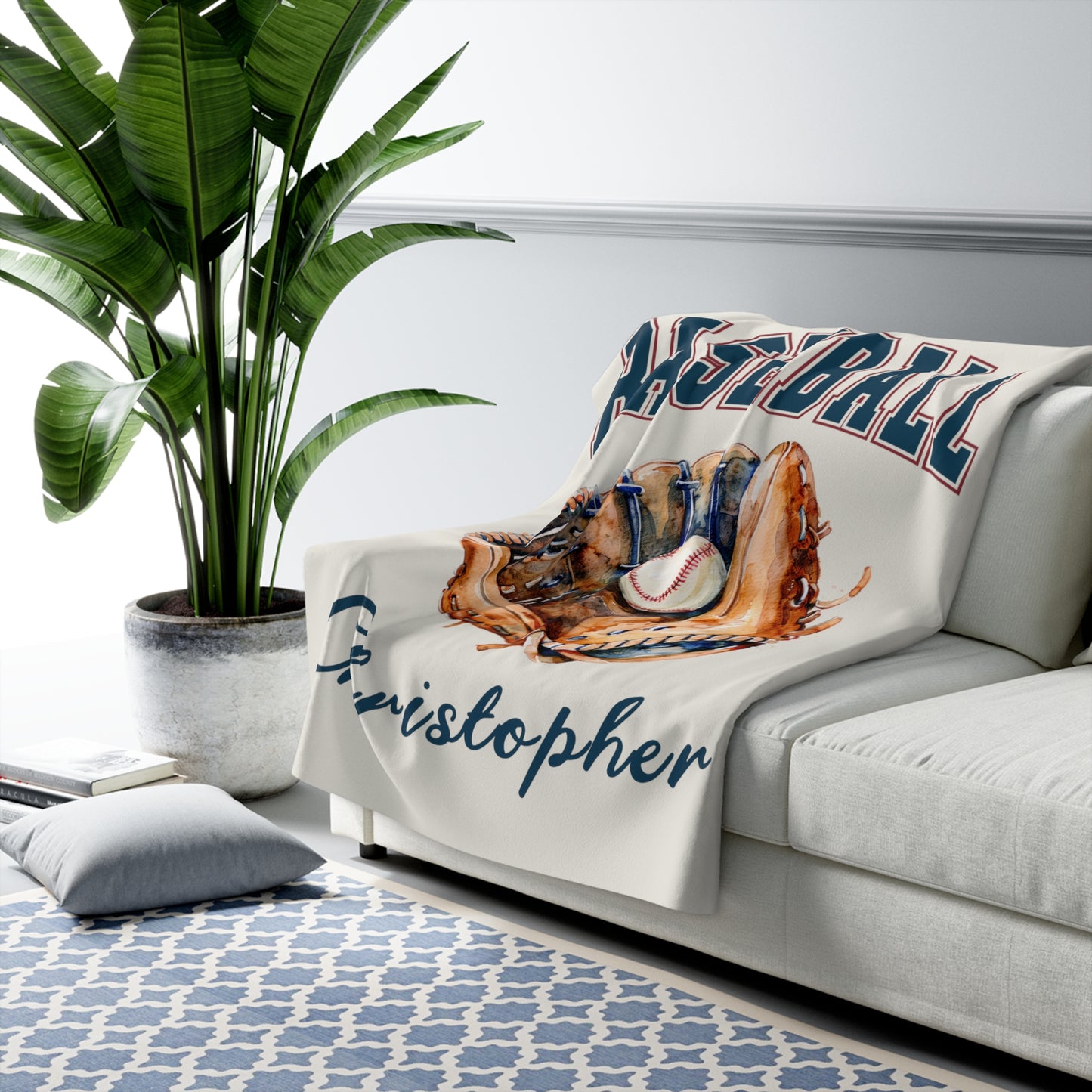 Custom Baseball Blanket With Name Personalized Baseball Gift