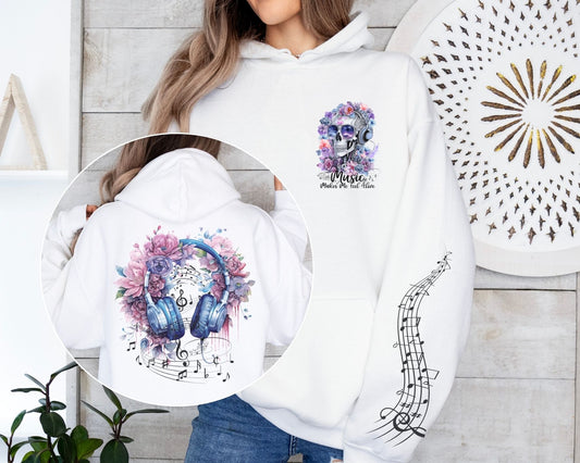 Floral Skeleton Hooded Sweatshirt Music Hoodie