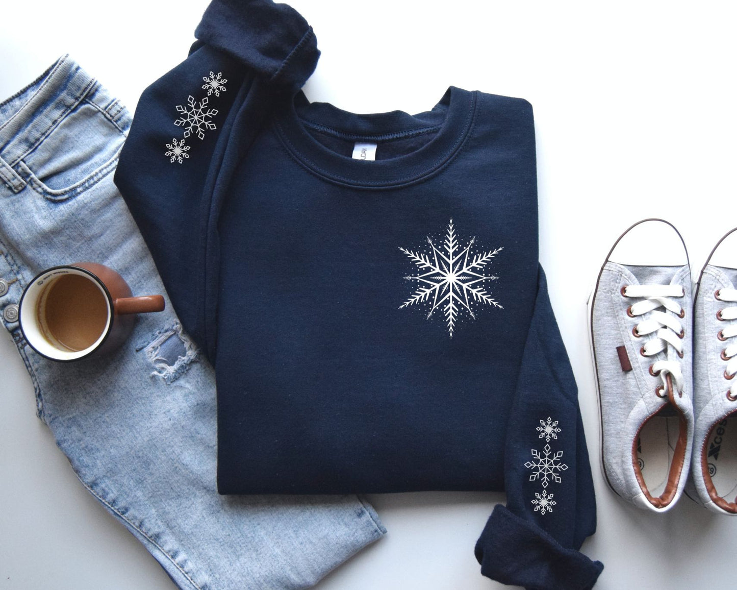 Snowflake Sweatshirt With Sleeve Design