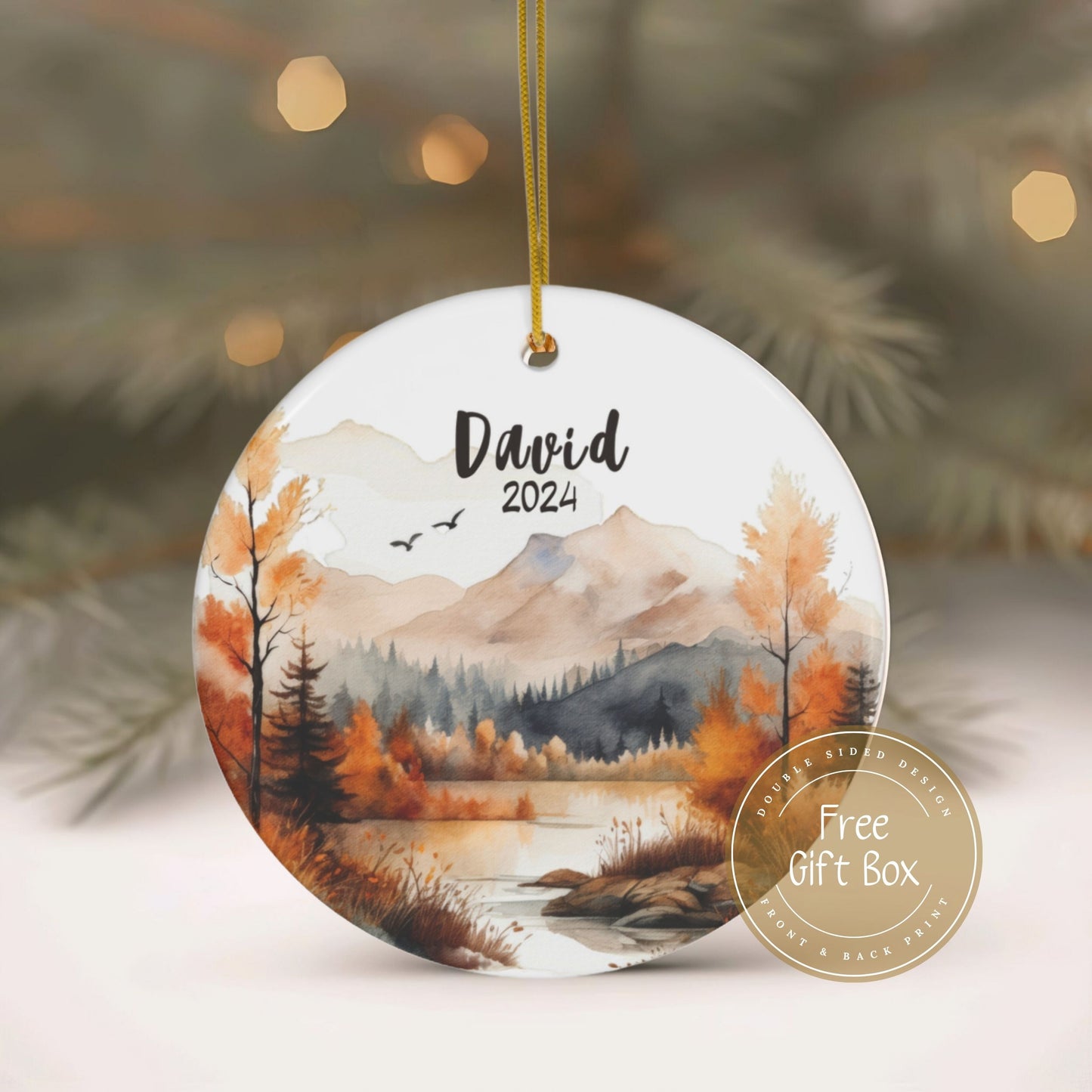 Personalized Mountain Christmas Ornament
