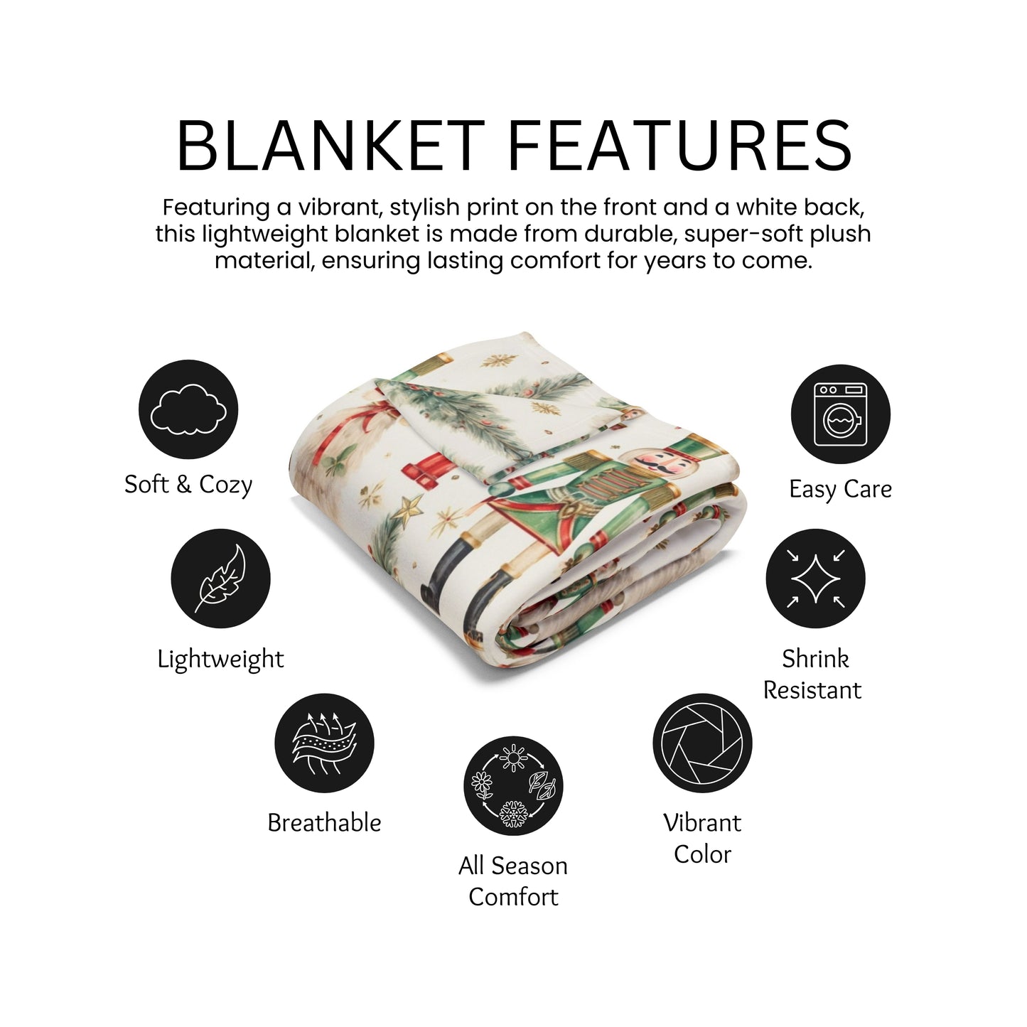 Nutcracker Blanket Holiday Throw Blanket