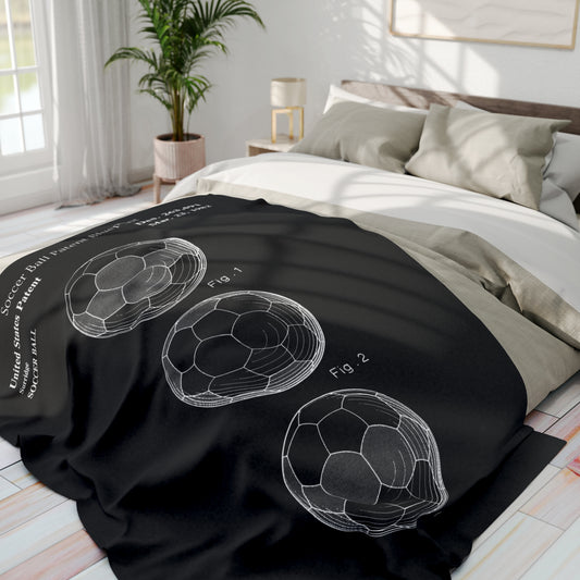 Soccer Ball Patent Blueprint Blanket Soccer Player Gift