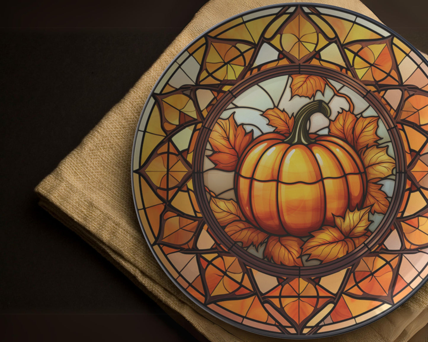 Thermosaf Polymer Rustic Fall Pumpkin Plates