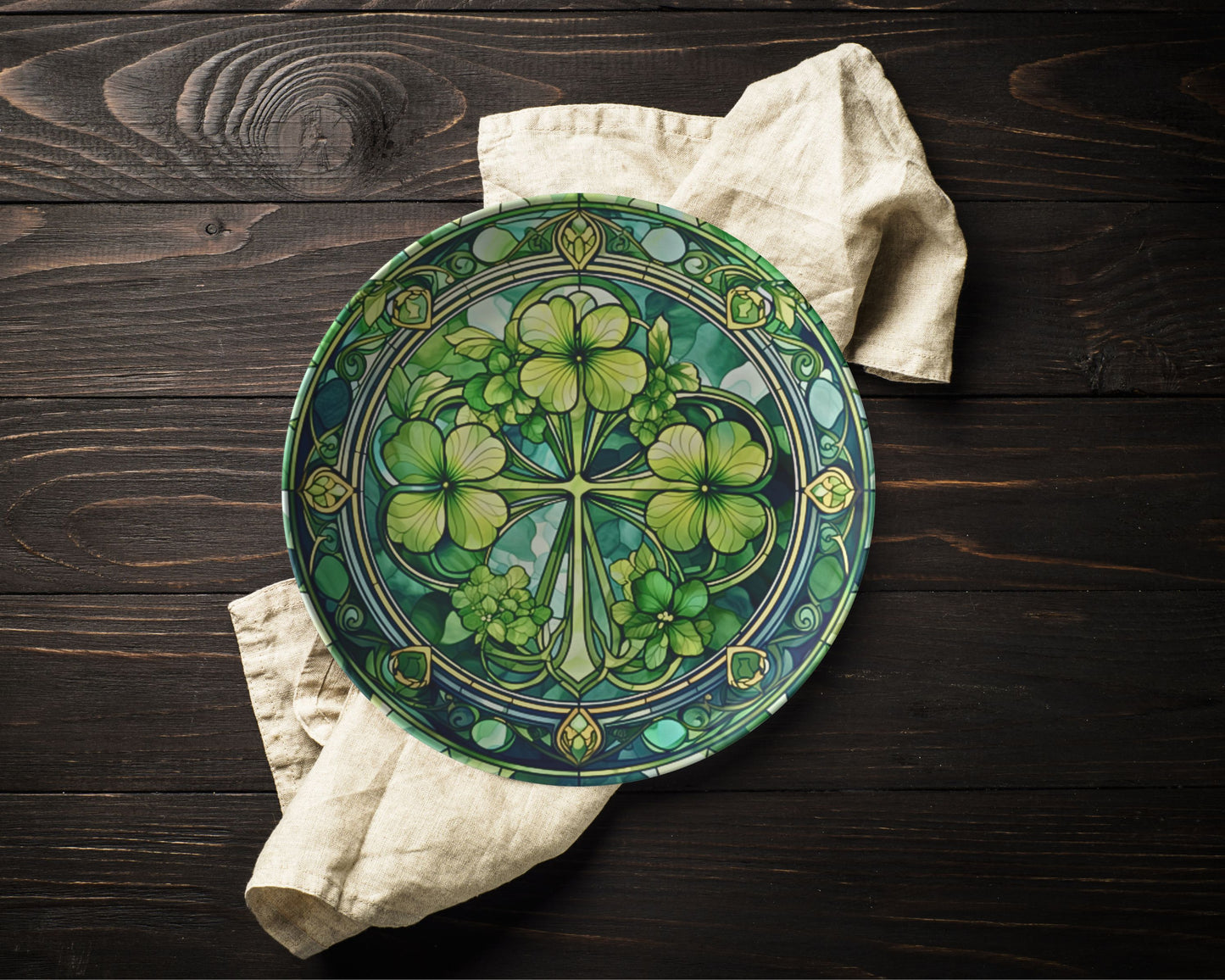 St Patricks Day Cookies Plate Thermosaf Polymer Plastic Shamrock Plate
