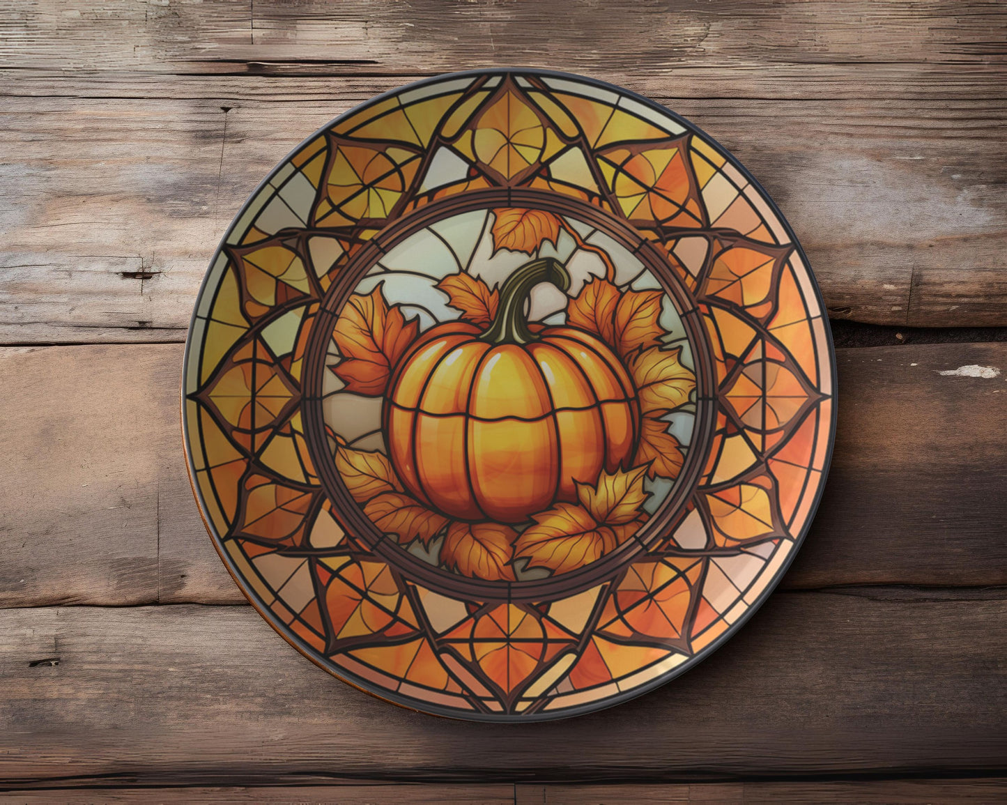 Thermosaf Polymer Rustic Fall Pumpkin Plates