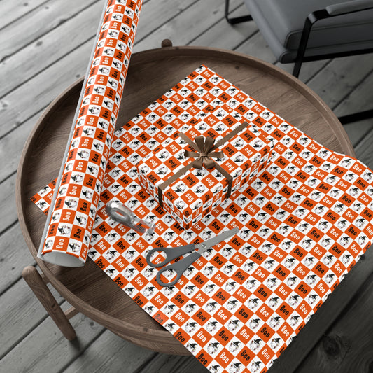 Retro Ghost Wrapping Paper Roll Boho Ghost Gift Wrap 6 Foot Roll Gift Wrapping Paper Halloween Wrapping Paper