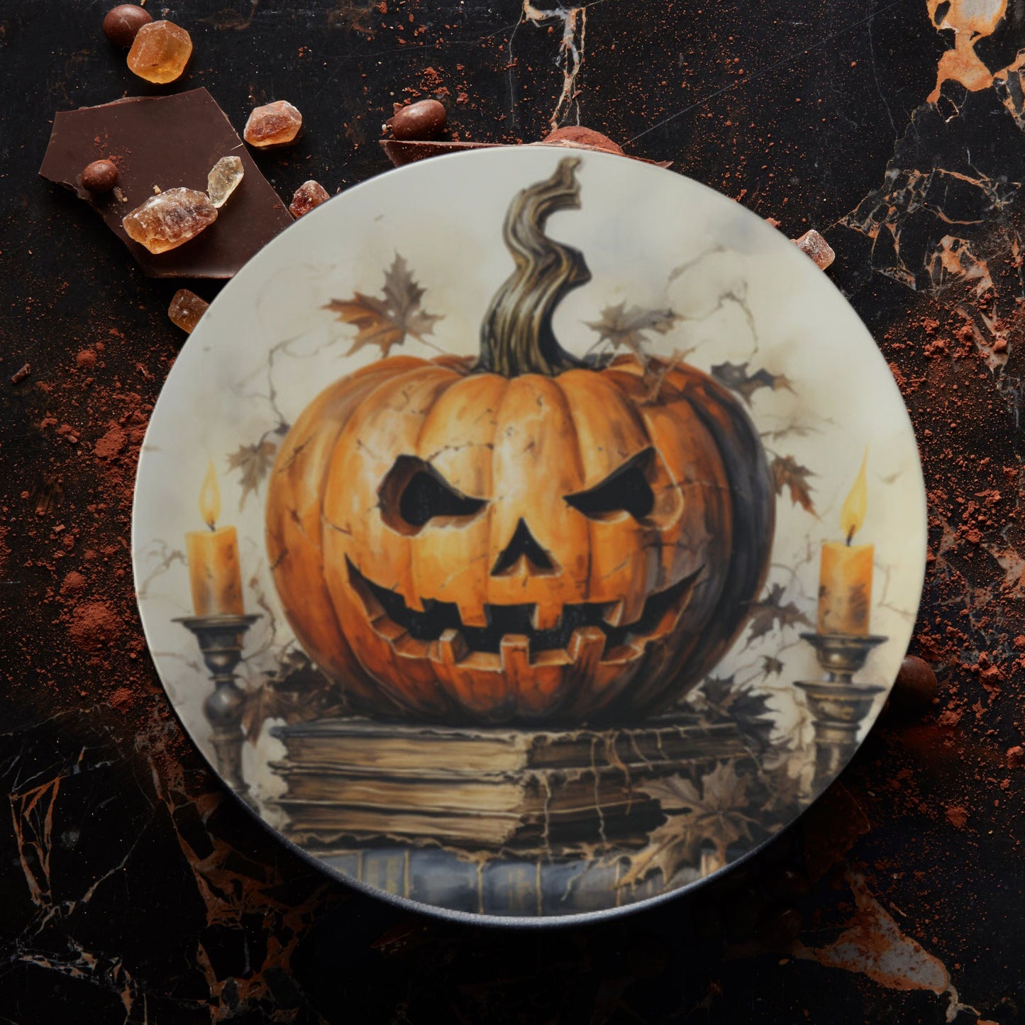 Bone China Halloween Jack-O-Lantern Plates