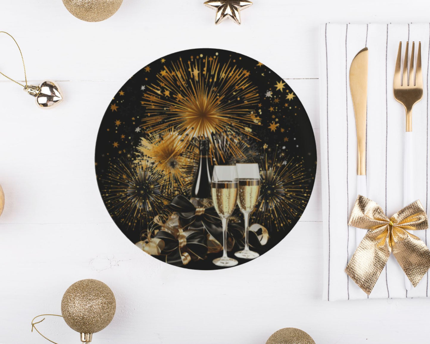 New Years Eve Bone China Dessert Plates New Year Decor