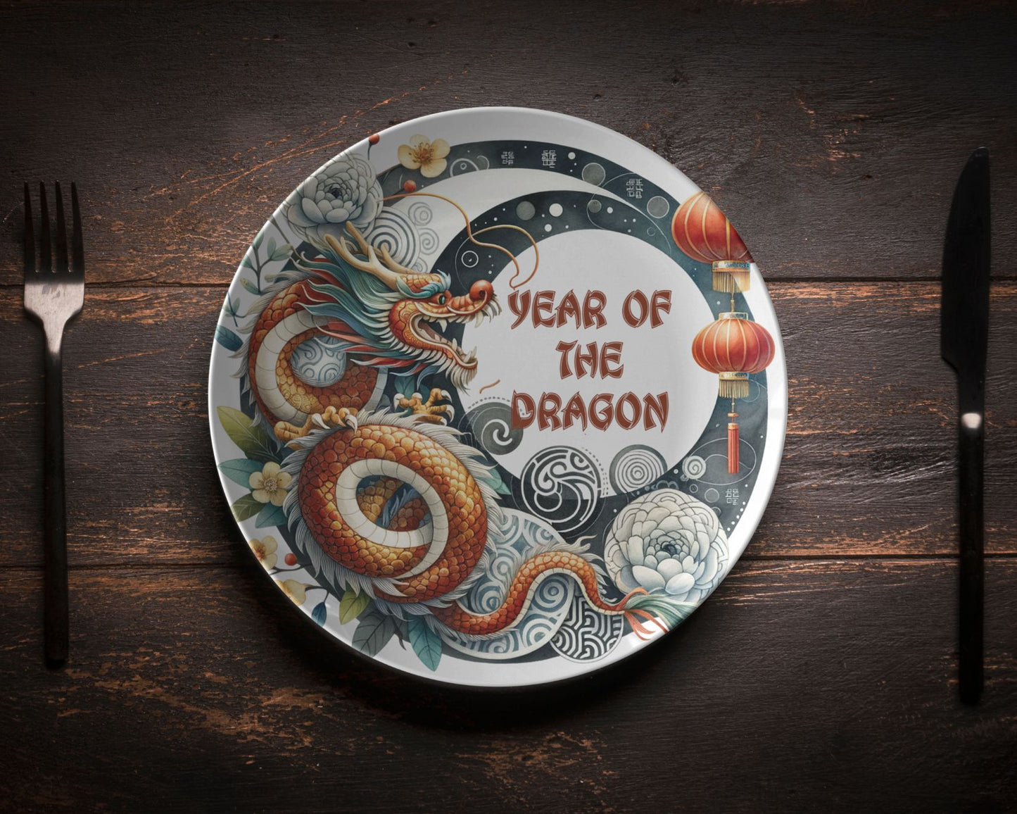 Year of The Dragon ThermoSaf Polymer Plastic Dinner Plate