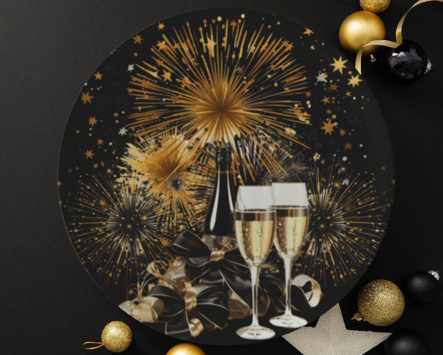 New Years Eve Bone China Dessert Plates New Year Decor