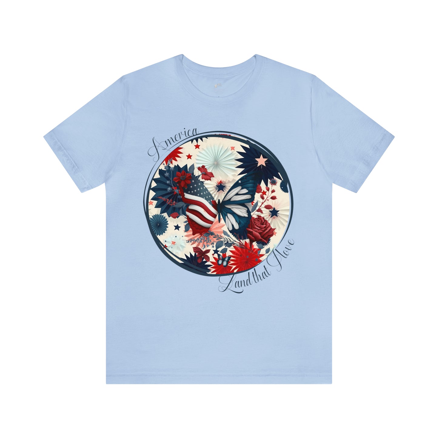 Women’s Patriotic Shirt I Love America Shirt Floral Butterfly Fourth of July Shirt Inspiring Tshirt for Independence Day Top Freedom Shirt