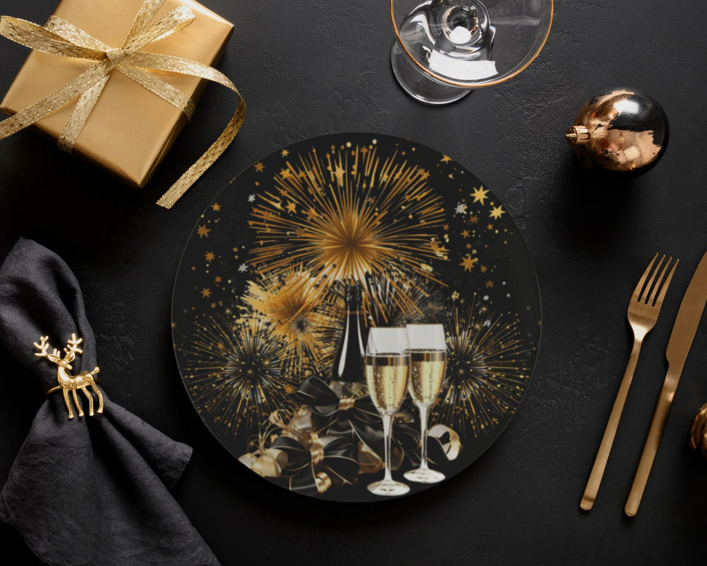 New Years Eve Bone China Dessert Plates New Year Decor