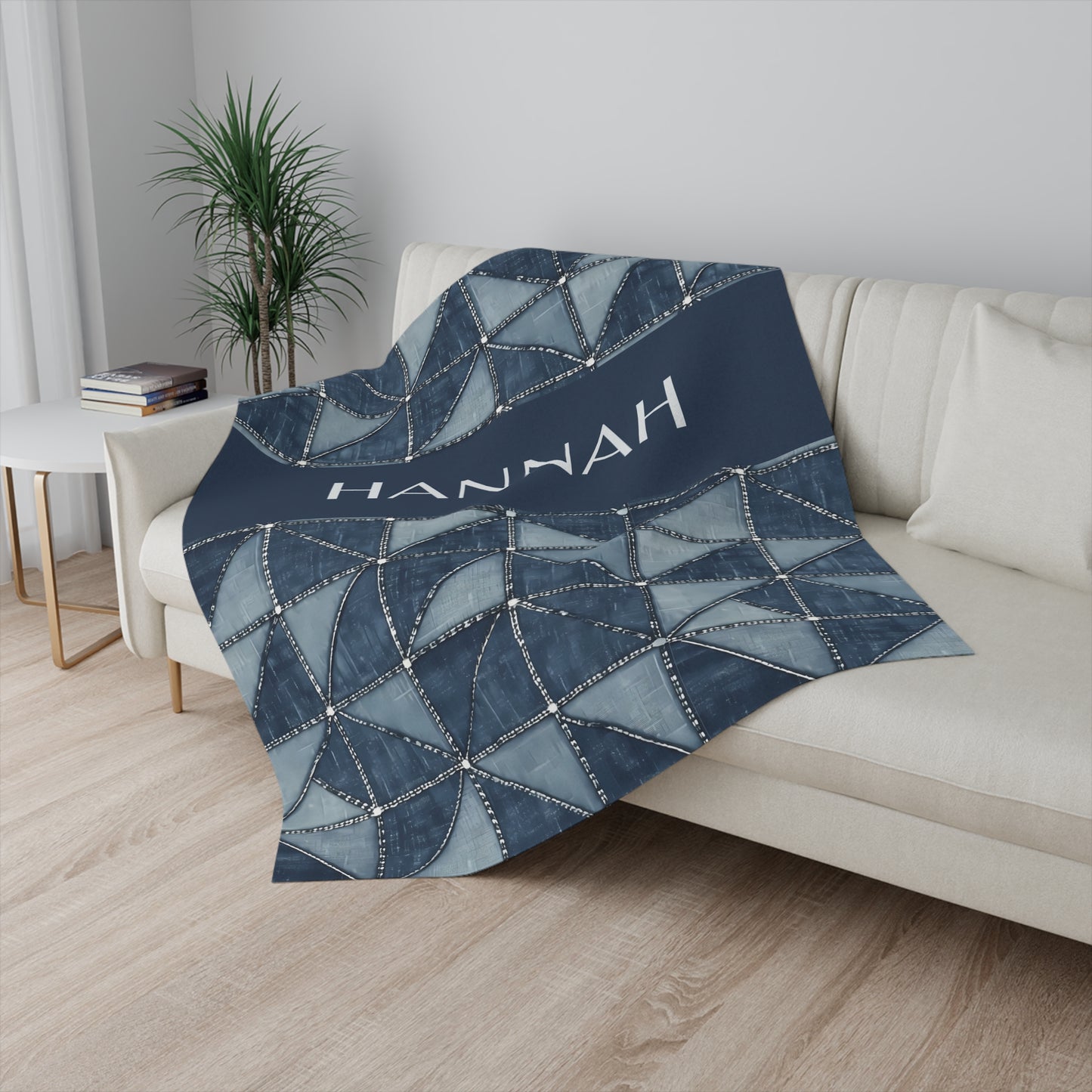 Personalized Plush Blanket Denim Decor