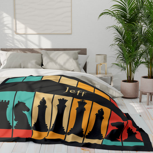 Personalized Retro Chess Blanket