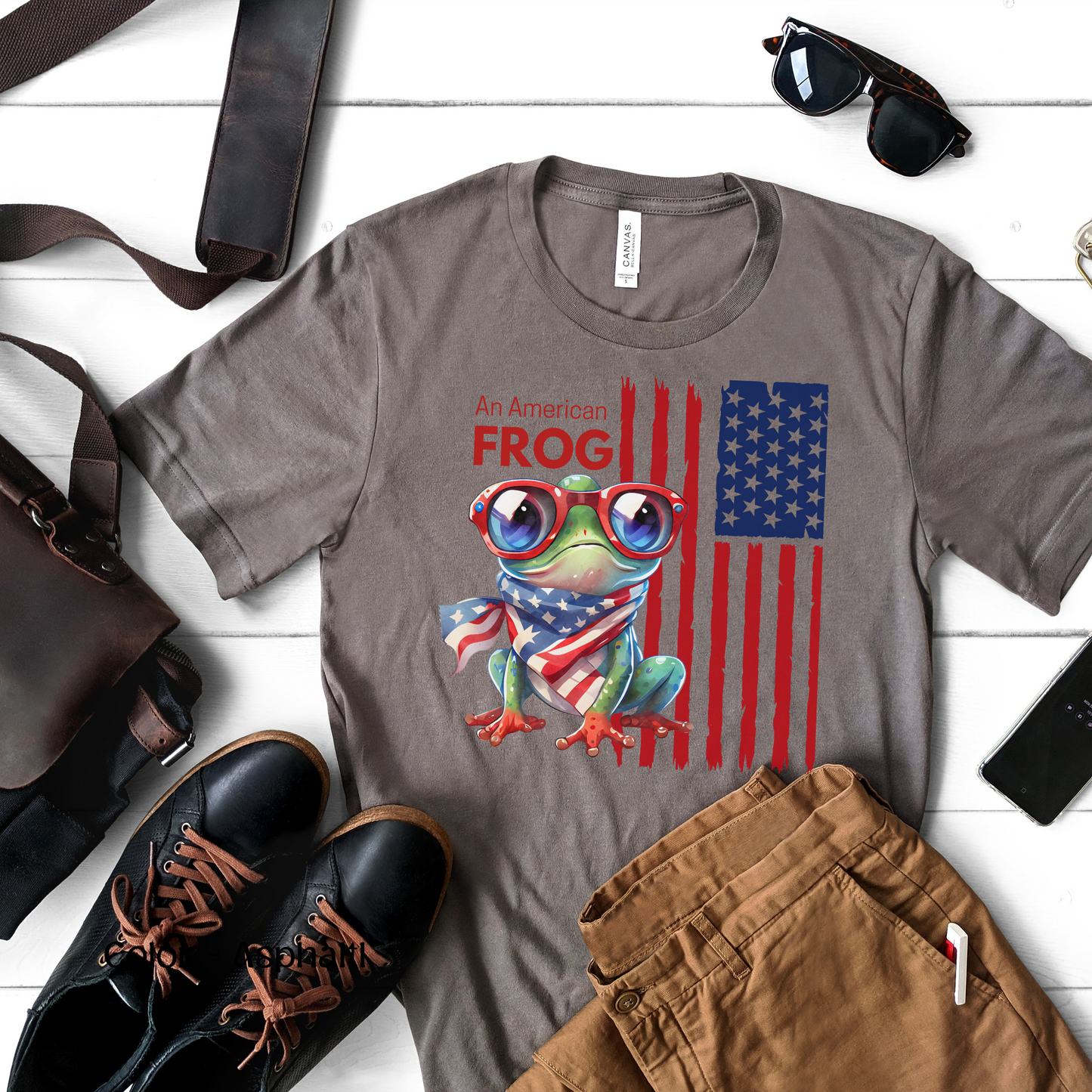Men’s Patriotic Shirt Funny Fourth of July Shirt Frog Shirt for Independence Day Witty American Flag Shirt July 4th Gift for Him