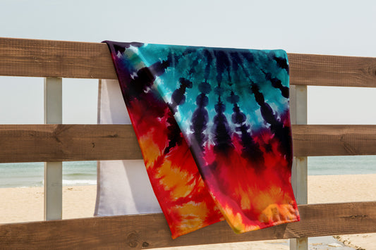 Personalized Retro Tie Dye Summer Beach Towel