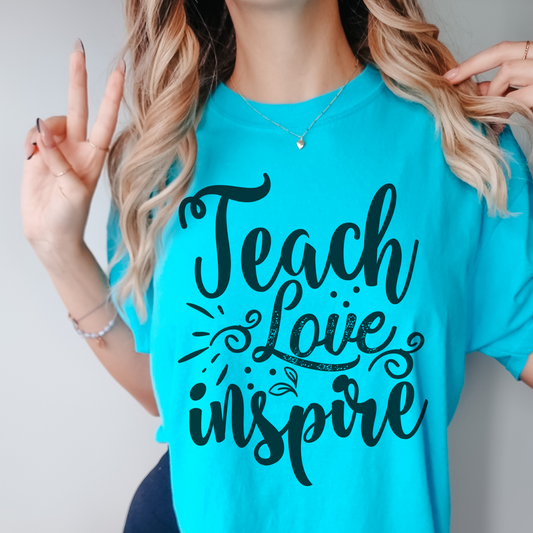 Comfort Colors Shirt Teach Love Inspire Teacher T Shirt Back to School Shirt For Teachers Gift For Student Teacher New Teacher Gift For Her