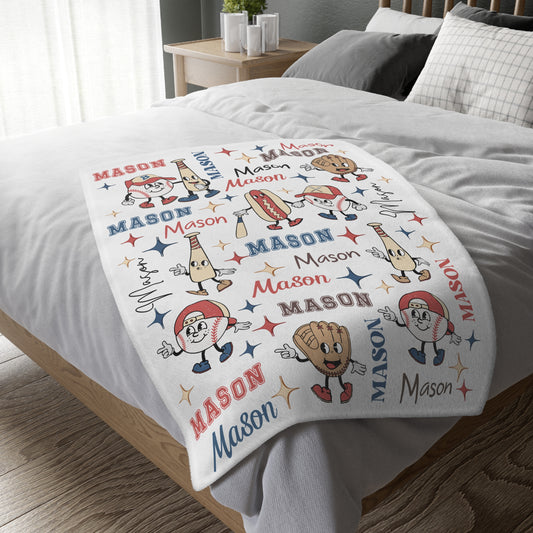 Custom Retro Baseball Blanket