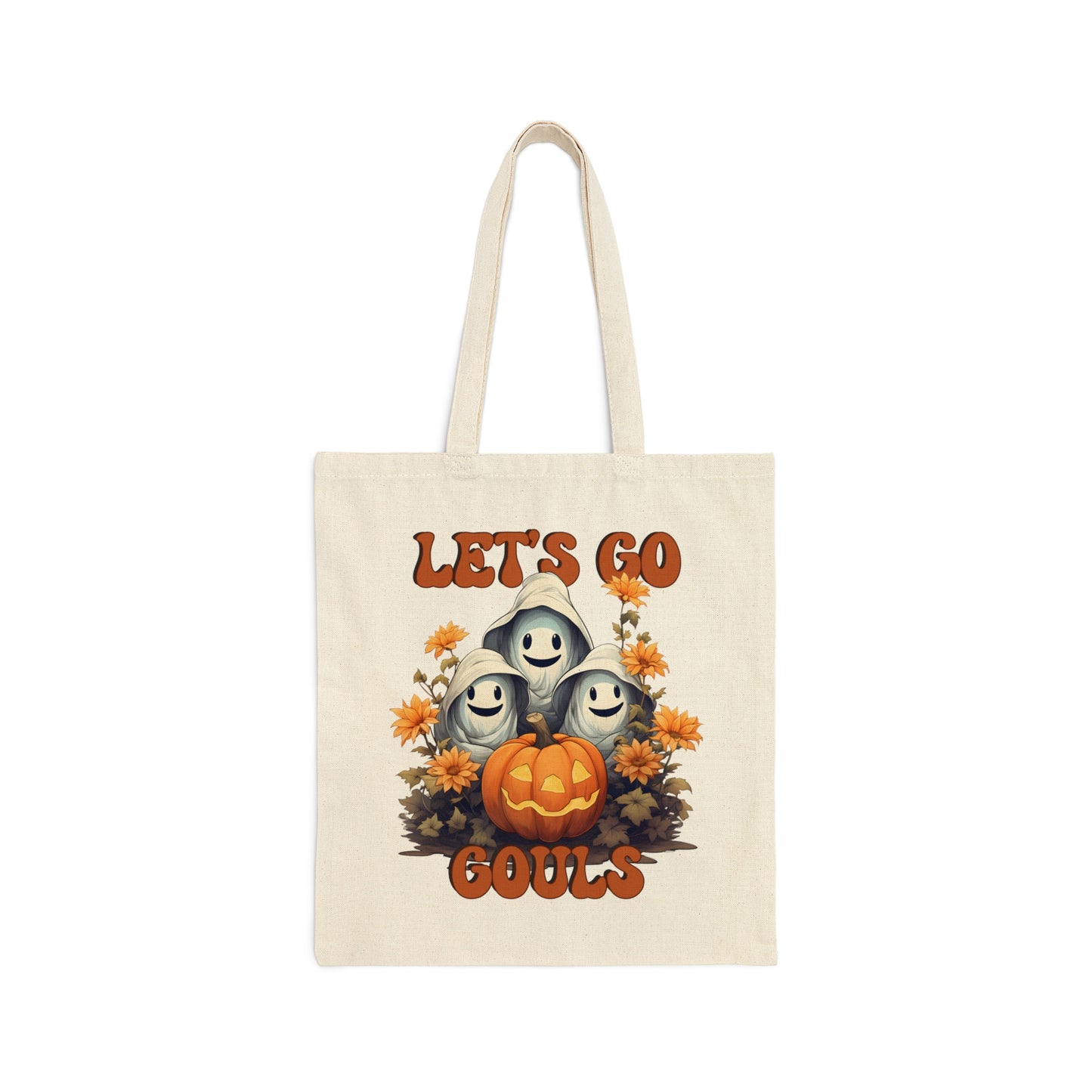 Ghost and Pumpkin Floral Rustic Fall Tote Bag Halloween Pumpkin Bag Rustic Trick or Treat Bag Halloween Candy Bag Halloween Goodie Bag