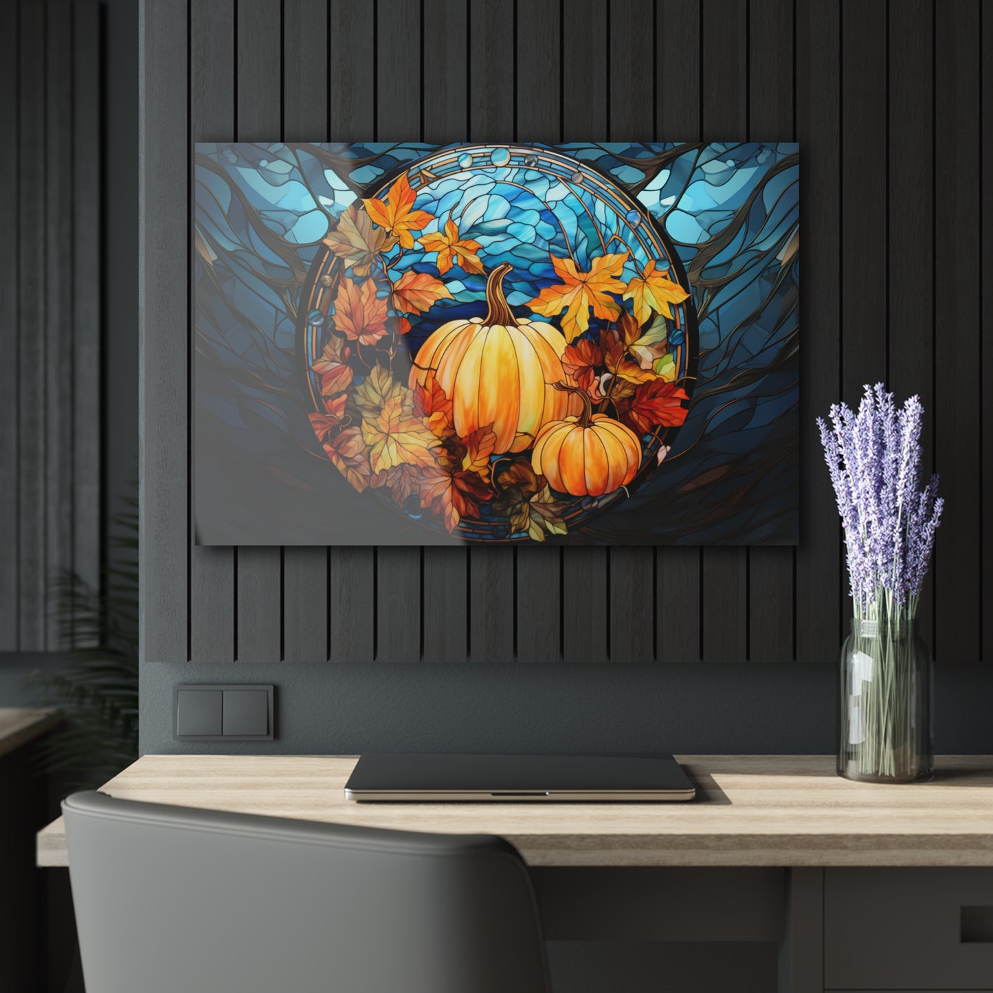 Wall Art Blue Pumpkin Decor Acrylic Art Print
