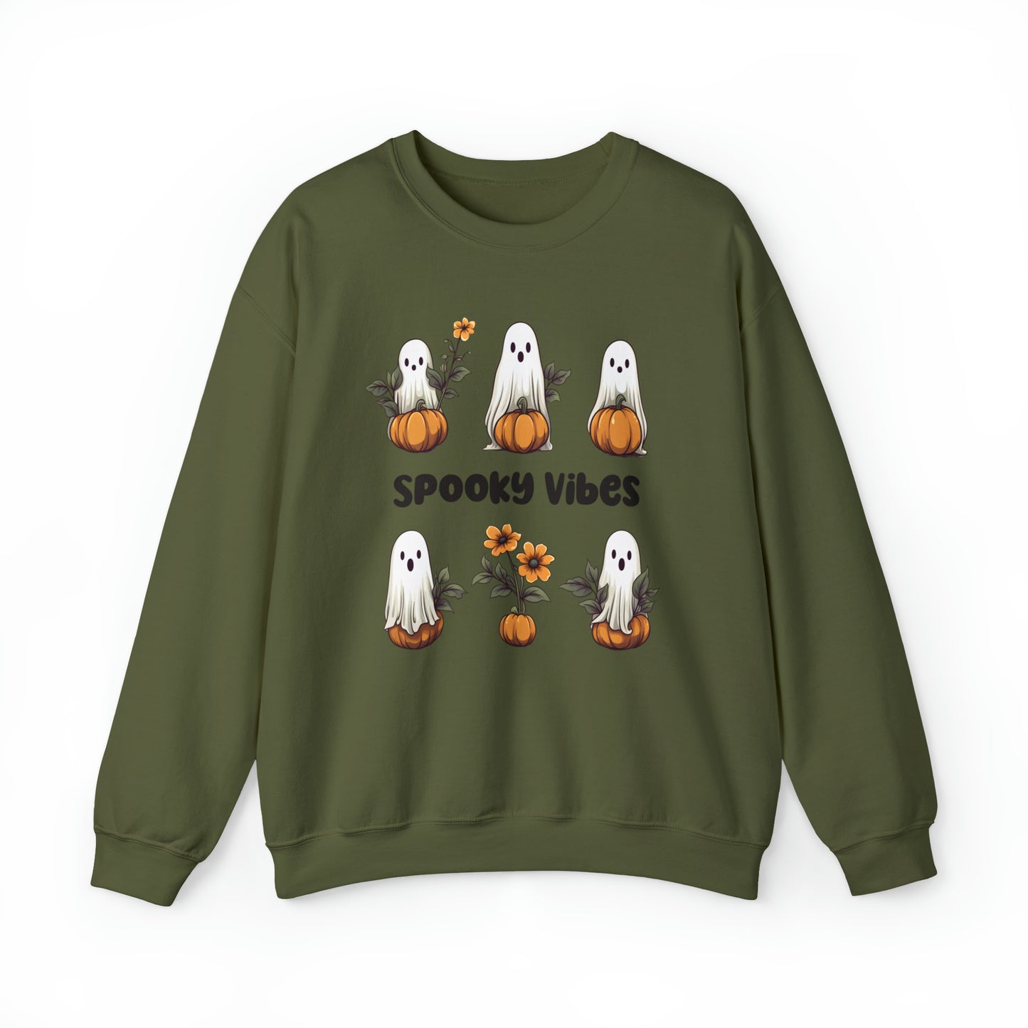 Retro Floral Ghost Sweatshirt Spooky Vibes Sweatshirt