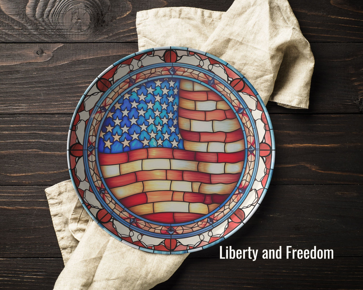 Thermosaf Polymer Plastic American Flag Plates