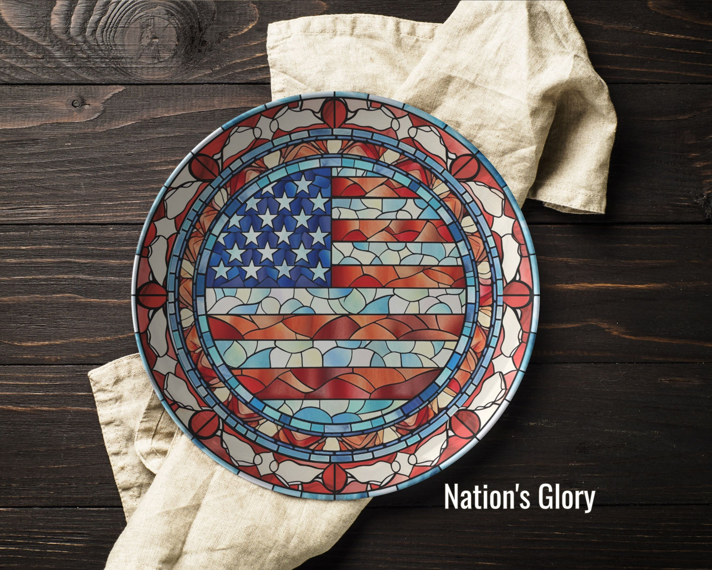 Thermosaf Polymer Plastic American Flag Plates