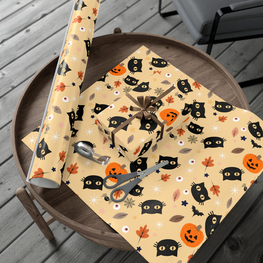Halloween Cat Wrapping Paper Cute Halloween Wrapping Paper 6 Foot Pumpkin Wrapping Paper Roll Black Cat Halloween Rustic Gift Wrap