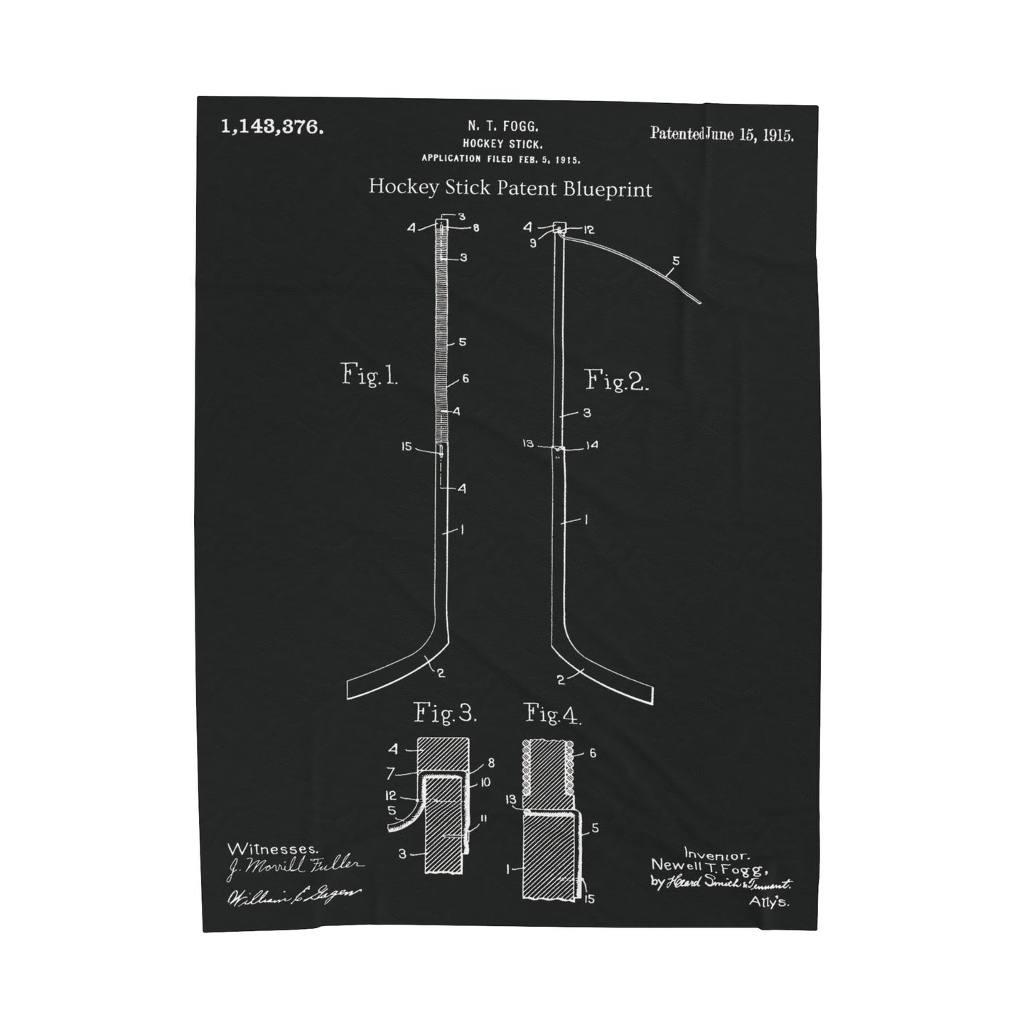 Hockey Stick United States Patent Blanket Hockey Gift For Him