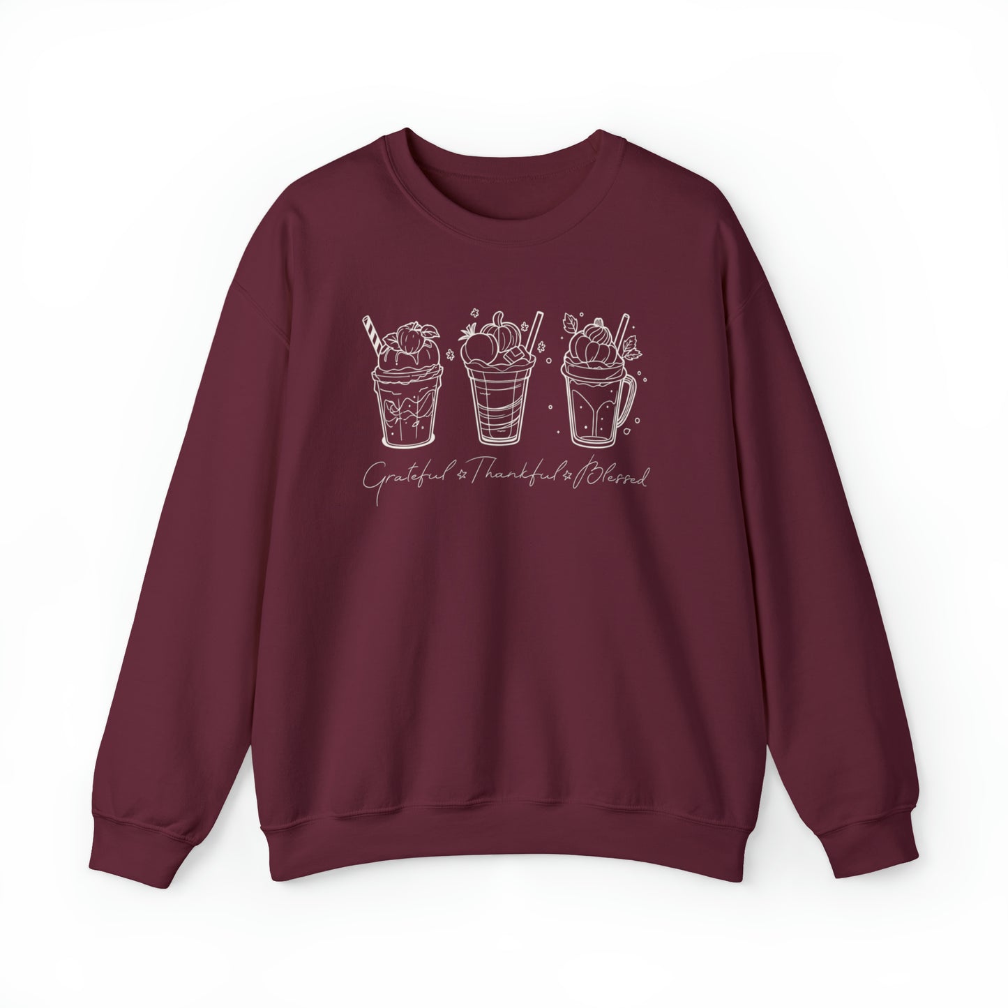 Inspirational Pumpkin Spice Sweatshirt, Thankful Grateful Blessed Sweatshirt Pumpkin Spice Latte Sweatshirt Fall Coffee Lover Sweatshirt